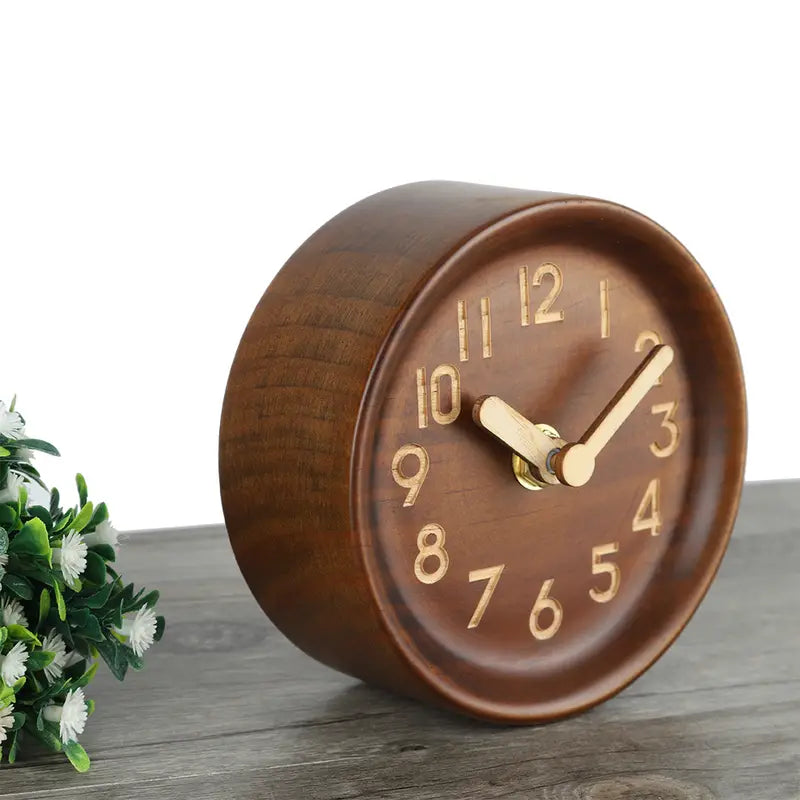 Pinewood Analogue Tabletop Clock - 3.9x1.5in